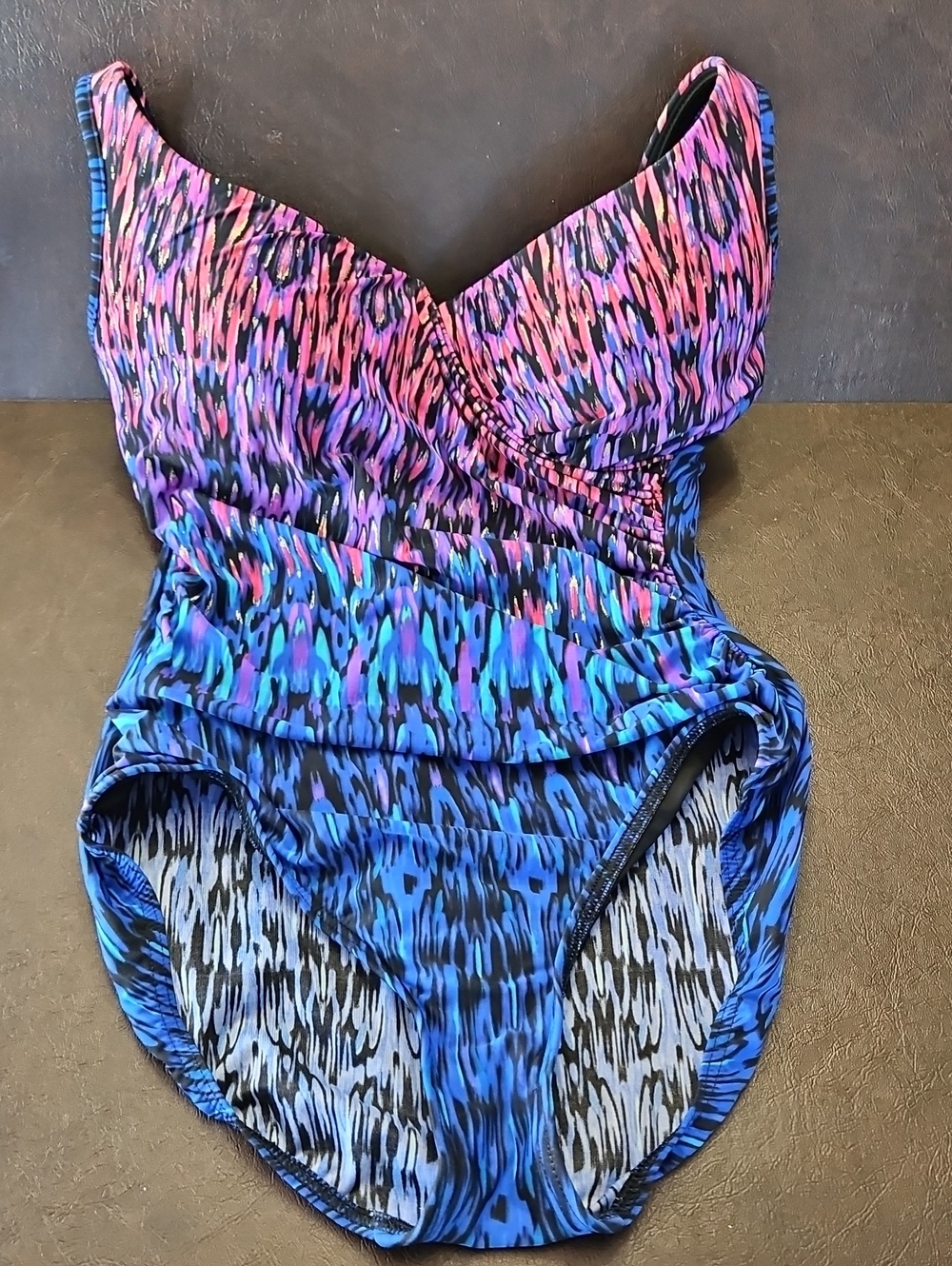 Miraclesuit One-Piece Swimsuit in Pink, Purple & Blue 14DD